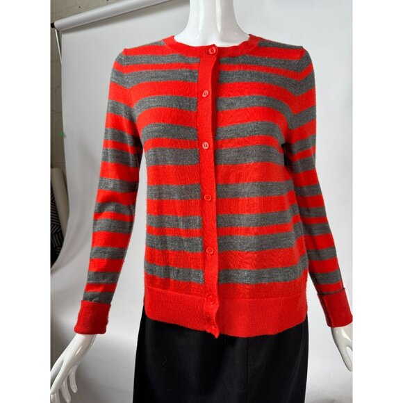 Ann Taylor Loft Womens Red & Gray Striped Button-Up Cardigan Sweater Size S - Picture 10 of 15